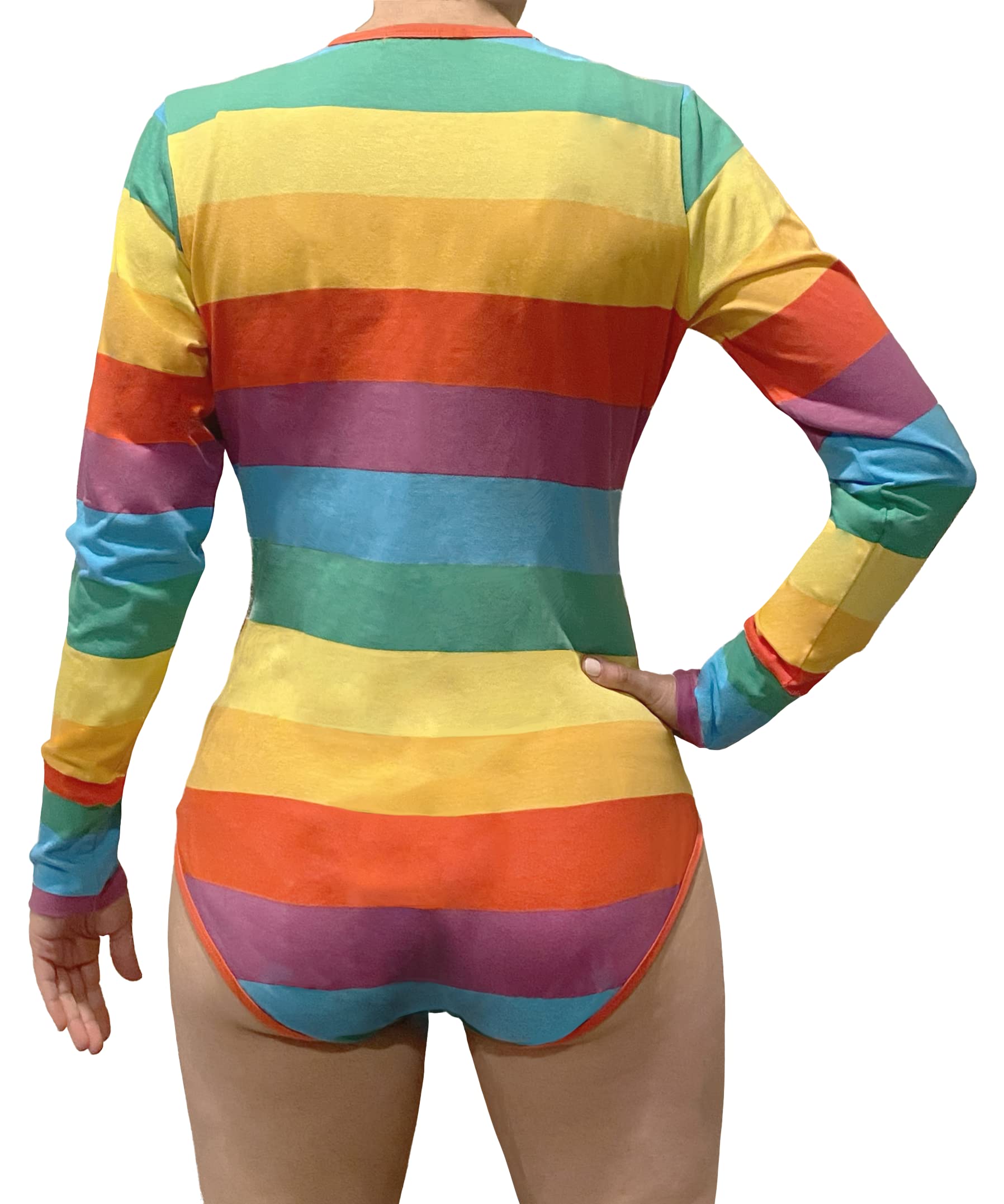 Littletude Long Sleeve Colorful Stripes ABDL Onesie - XXXL