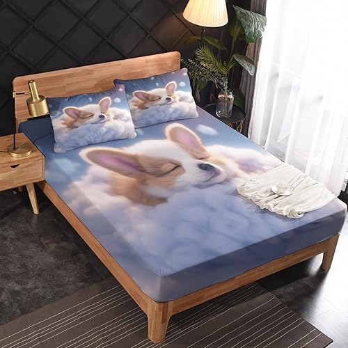 Miniatura 2 de Corgi Sheets - Juego de sábanas tamaño Queen  Lindas sábanas de cama para perro, microfibra suave y bolsillo profundo, sábanas y fundas de almohada