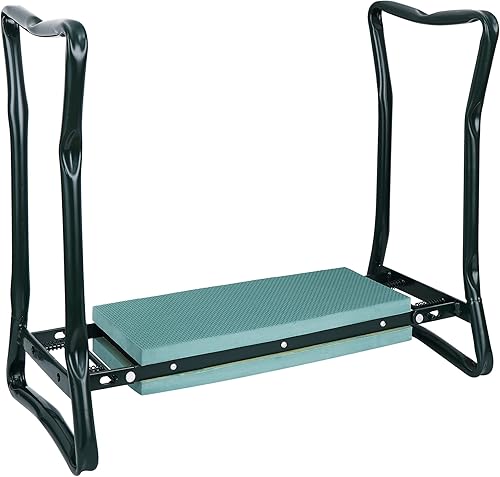 Miniatura 4 de HomGarden - Taburete plegable para jardín, con almohadilla para rodillas y bolsa de herramientas grande