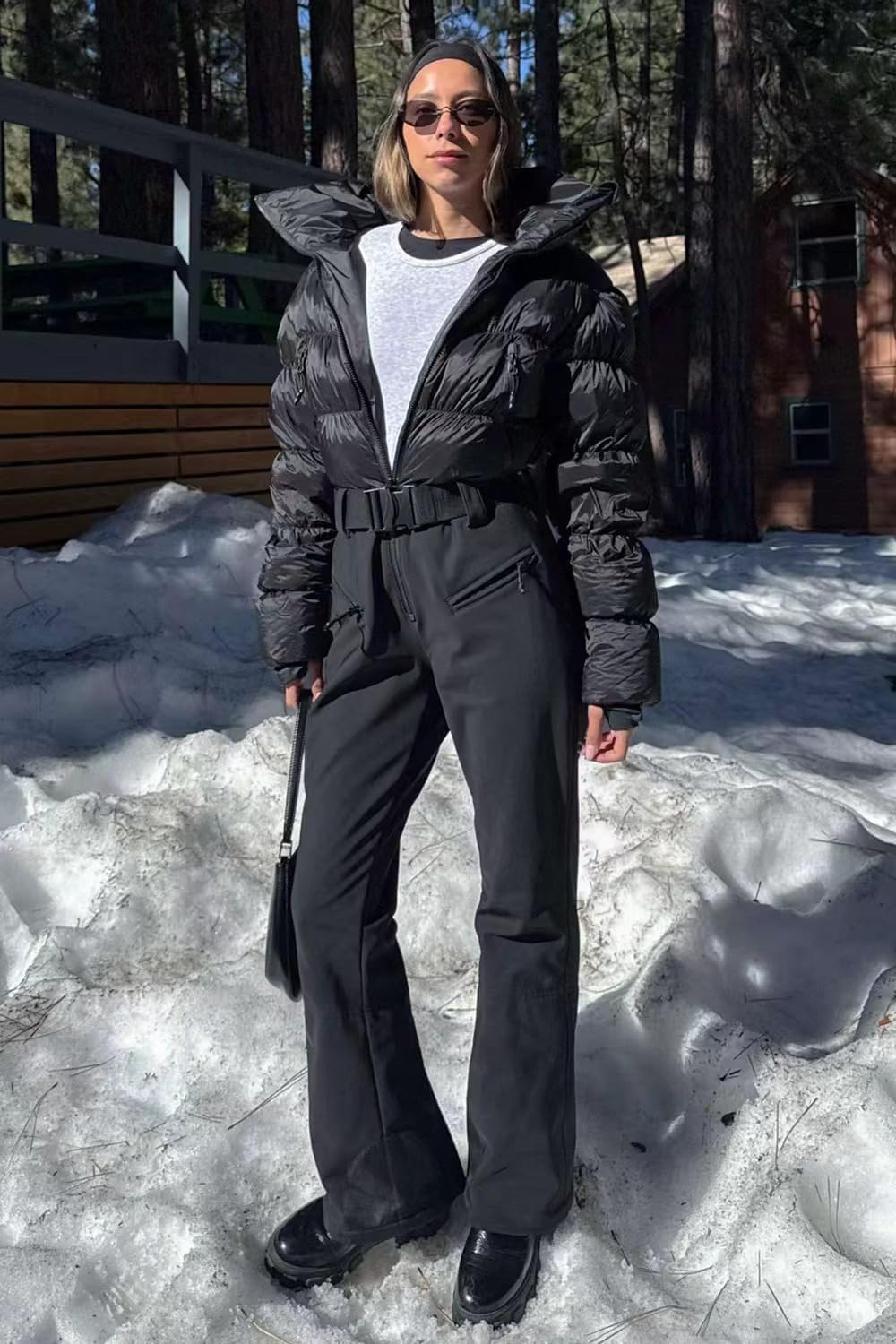 GSOU SNOW Womens Ski Suits Down One Piece Snowsuit Waterproof Snowboard Jumpsuits Winter Ski Outfit - Image 4