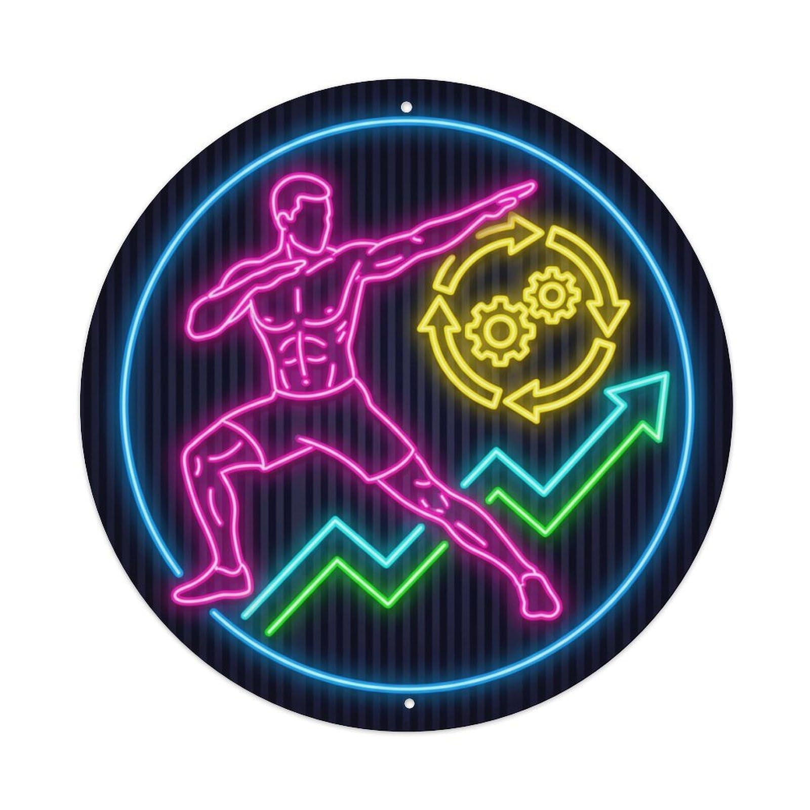 Vintage Faux Neon Gym Retro Bodybuilding Mesocycle Metal Tin Sign