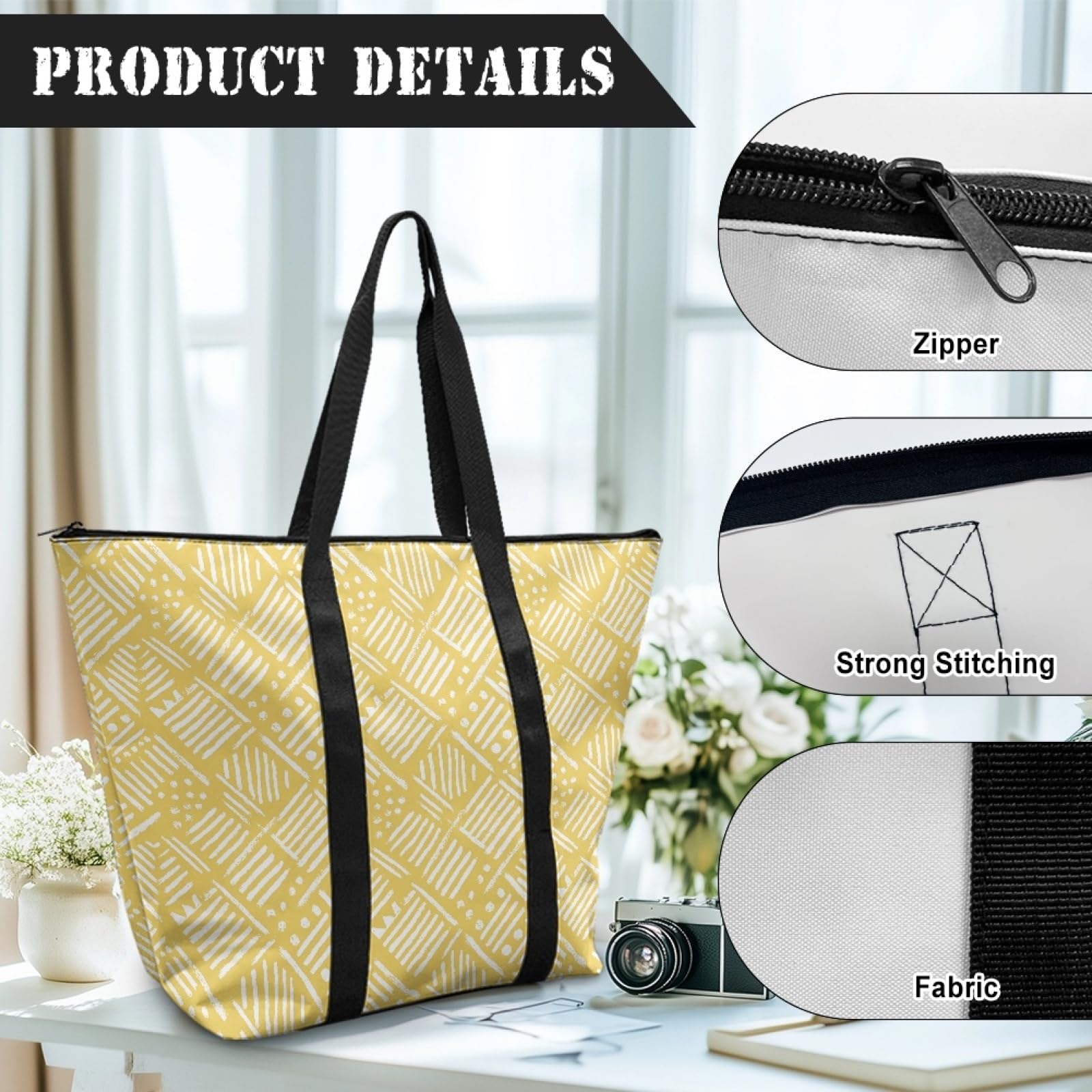 Tote Bag Bolsa Playa Poliéster Bolsas de Tela Reutilizable Bolsas de Viaje Plegable Bolso Playa Cremallera Bolsos de Mano Mujer Bolso Viaje