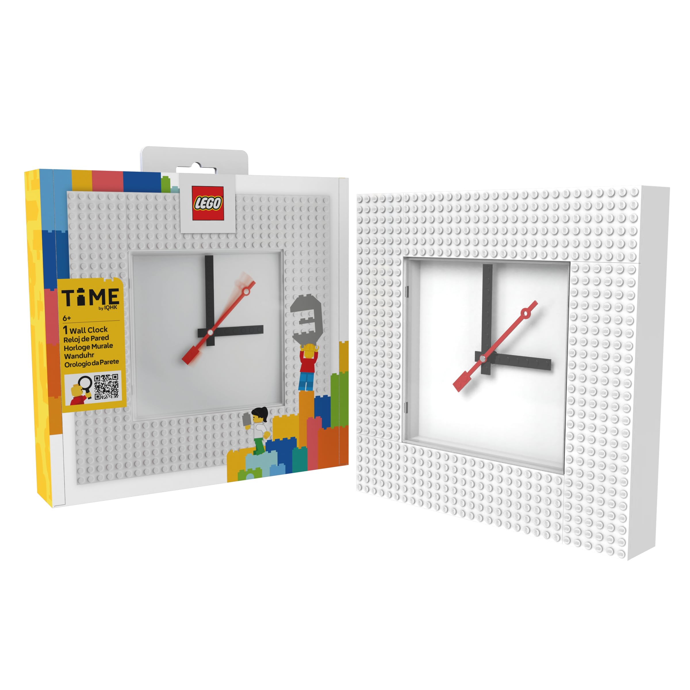 Iq White Lego Time By Iqhk Moc Wall Clock (53771), Lego Bricks Not Included