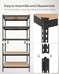 SONGMICS 5-Tier Storage Shelves, Load 1050 kg, Garage Storage, Boltless Assembly, Adjustable Shelving Unit, 45 x 90 x 180 cm, for Study Shed Basement, Black and Natural Beige UGLR450B01