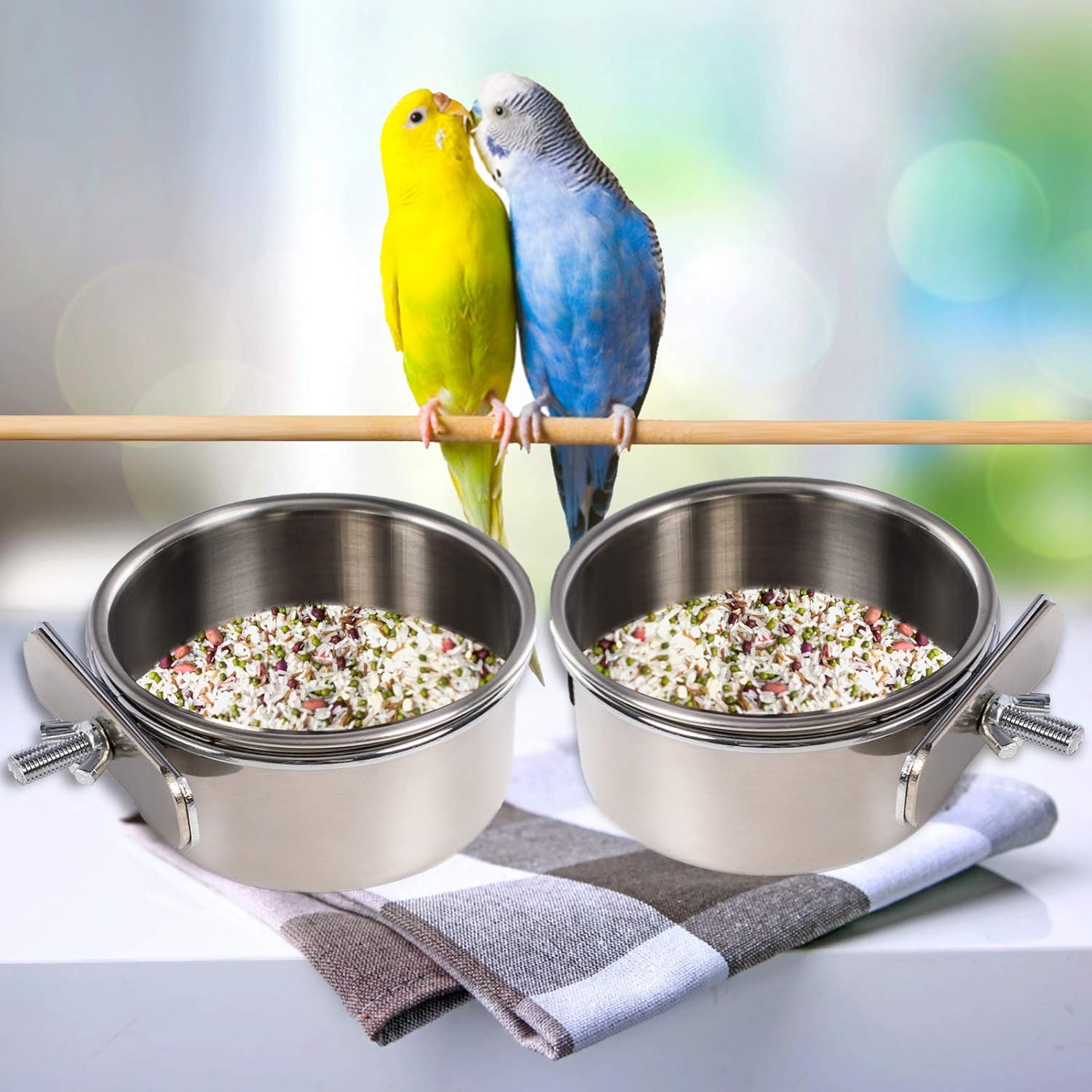2PCS Parrot Feeder, Bird Feeding Dish Cups, Bird Bowl