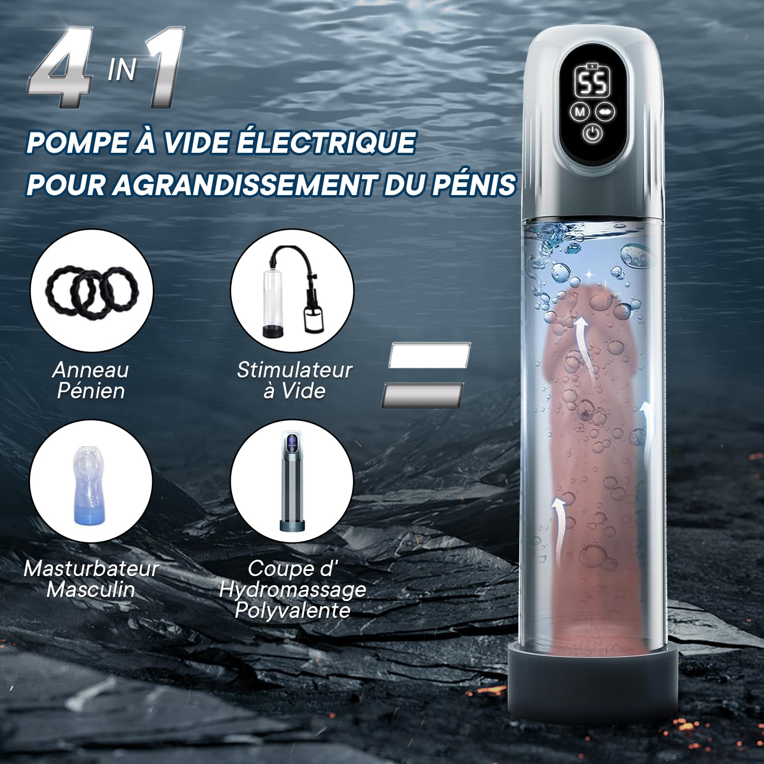 Pompe à Pénis Sextoyse Homme Sex Toys, Automatique avec 5 d'Aspiration Masturbateurs Masculins, Sex Toyspour Pour Homme Masturbateur avec Sextoy Pompe à Vide Extender Vaginette Silicone