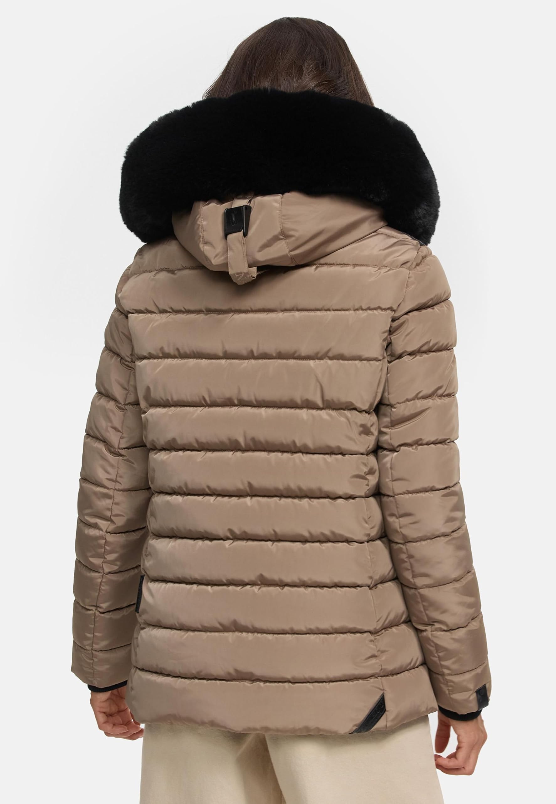 Navahoo Damen warme Winter Steppjacke mit abnehmbarer Kunstfell-Kapuze Milianaa XS-3XL