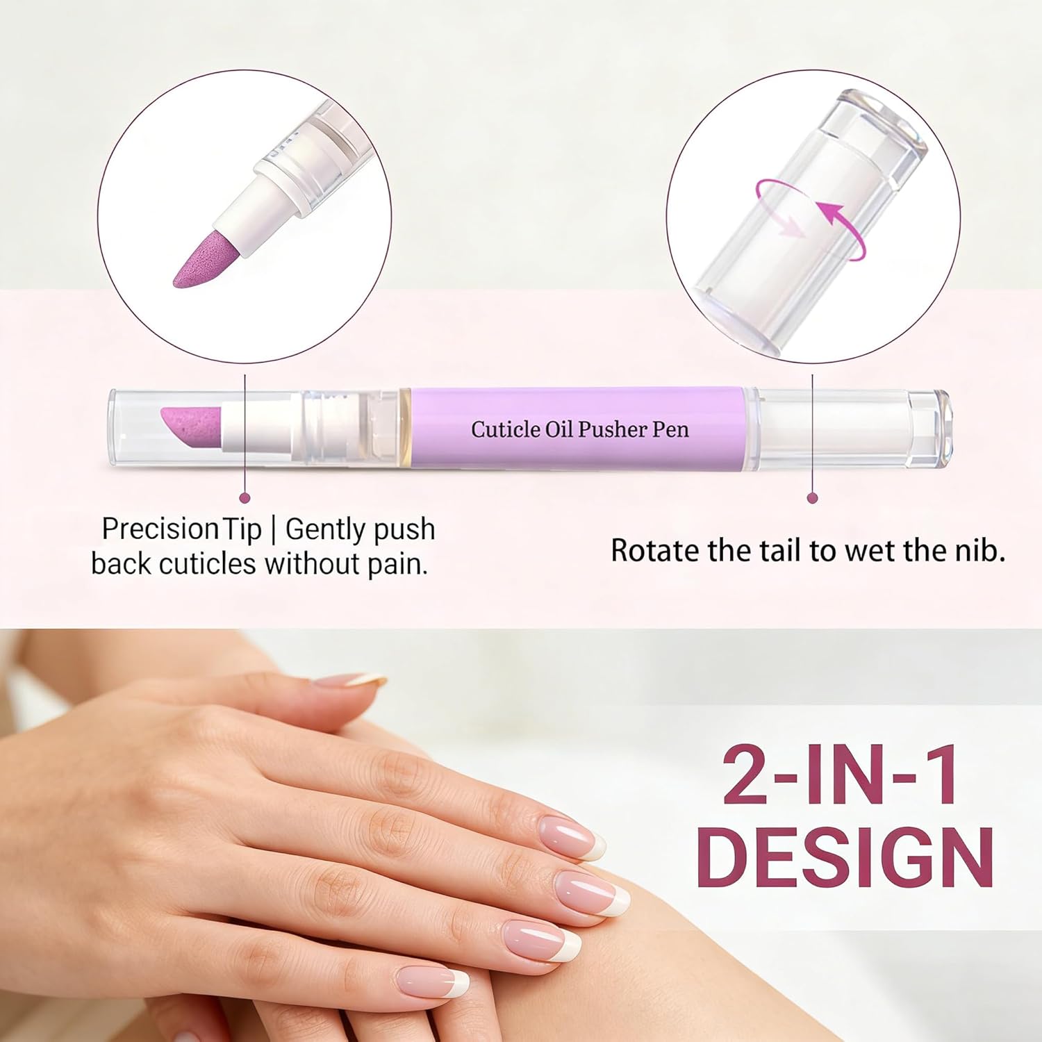 2-in-1 Cuticle Oil Pusher Pen, Portable Cuticle Pusher Pen with Oil, Nail and Cuticle Pen Applicator, Nail Care for Daily Moisturizing and Nourishing, for Dry Damaged Nails, Strengthen Brighten (5)