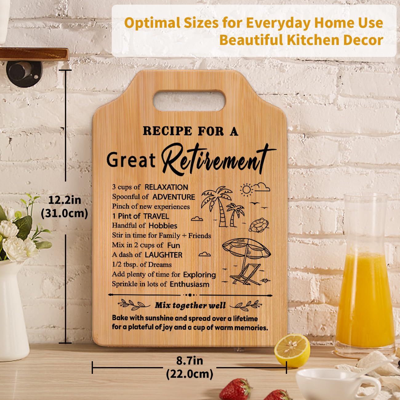 Gleevara Retirement Gifts for Women, Exquisite Bamboo Chopping Board Retirement Gifts, Happy Retirement Gifts for Women Men, Retirement Gift Ideas for Teacher - Image 3