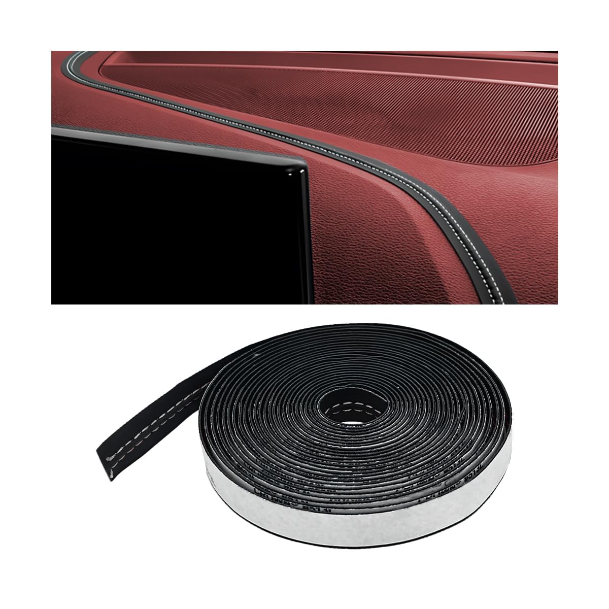WANJUNSHANGMAOYOUXIAN Car Interior Leather Trim Strip for Ford Tourneo Courier (AB Bj.2014), 6m Waterproof Self-Adhesive Moulding Line Decorative Gap Filler Styling Accessory, black and white