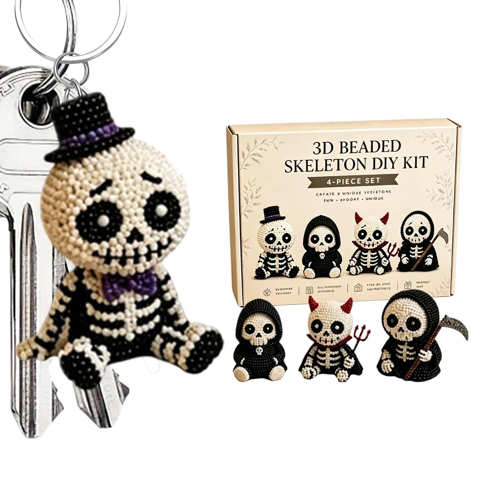 Kits de perles pour adultes et ados squelette 3D pour Halloween et projets artistiques deco