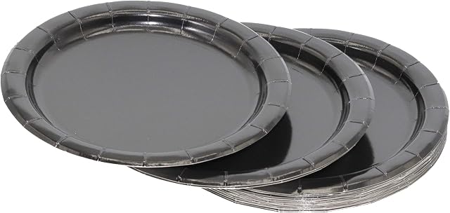 Ayush party Supplies Party Tableware Paper Plates for Weddings, Anniversary, Birthday, Multipurpose Occasions is Party Disposable Round Plates,Pack of 20(7inch/17cm) (Black)