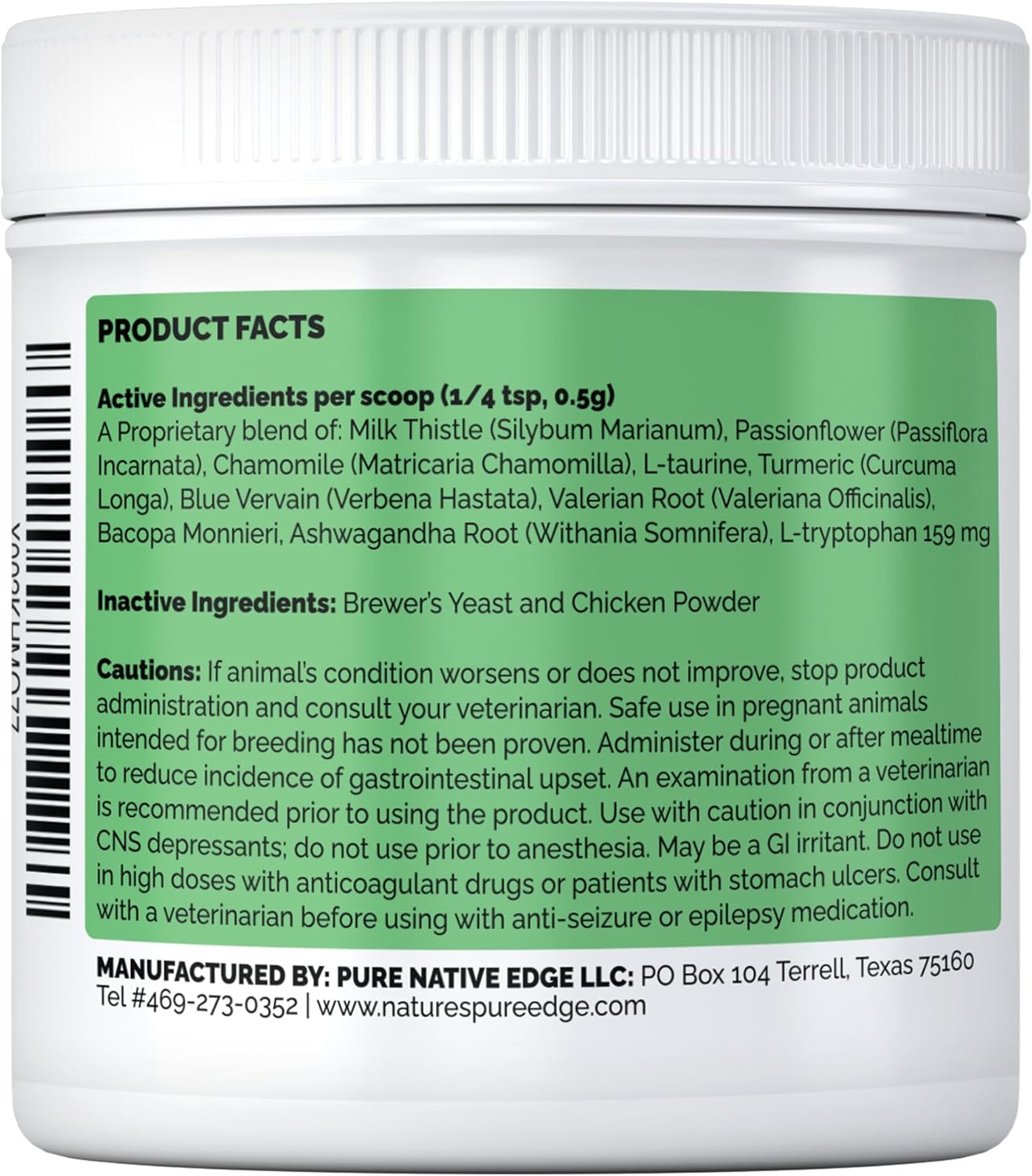 Synap Guardian-Nervous System Support and Calming Aid for Dogs & Cats – Natural Relaxation Aid from a U.S.A. Company with Ashwagandha, Chamomile, Valerian & More, 170g