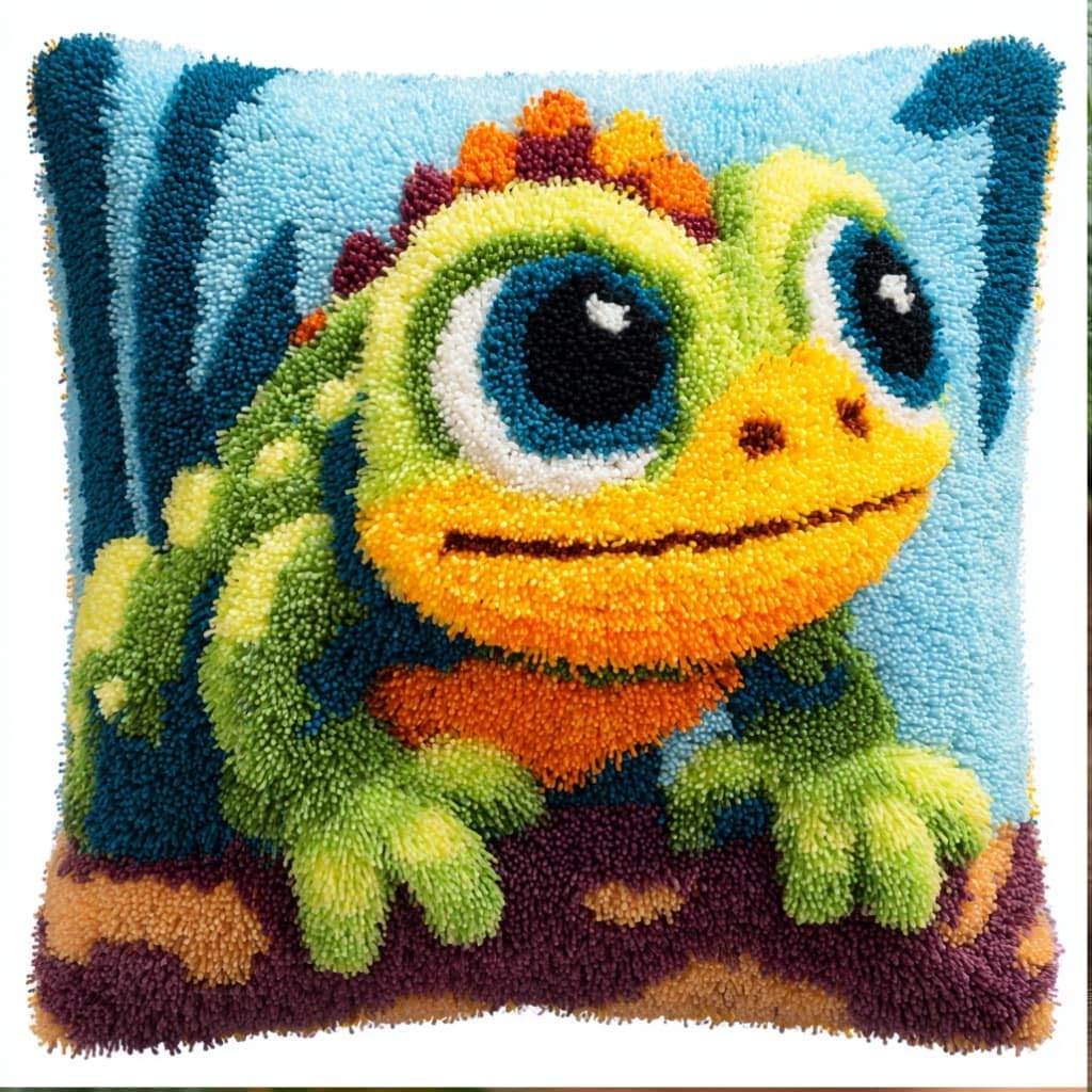 kitphoenix Latch Hook Kit Pillow Case Lizard 43Cmx43Cm