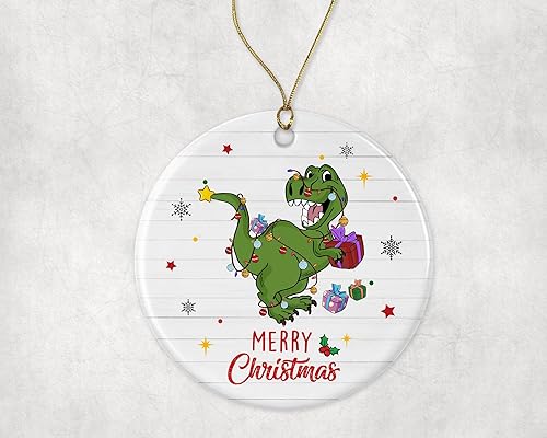 Adorno de dinosaurios de Feliz Navidad, adorno de Navidad 2023, adorno de luz de Navidad de dinosaurios, adorno de Navidad para niños, adorno de