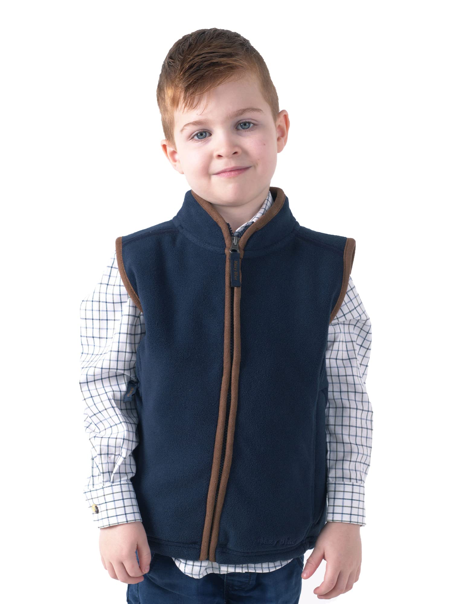 Hazy Blue Unisex Kids Navy Children's Fleece Bodywarmer Kaden - Zip-Up Waistcoat | Jacket | - 7-8 Yrs