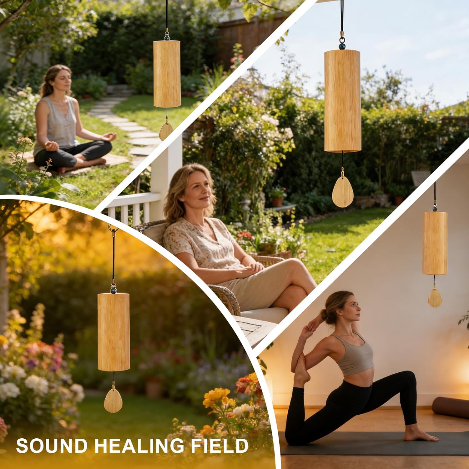 Bamboo Wind Chime-432Hz Tuned for Alpha Wave Relaxation, Focus & Meditation-Handmade Minimalist Sound Healing Tool for Yoga/Home Office/Musical Teaching Classroom/Gifting