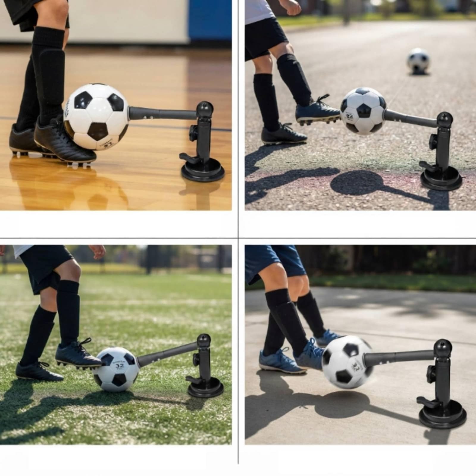 Entrenador de Fútbol para Niños Balón de Entrenamiento con Ventosa Dispositivo de Regate y Pase Equipo de Recepción y Control Accesorio con Brazo