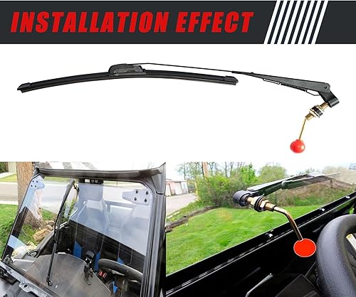 Miniatura 2 de Boine Juego de 2 limpiaparabrisas manual UTV de 15.7 pulgadas, compatible con UTV carrito de golf, Polairs RZR Ranger Can Am X3 Commander,