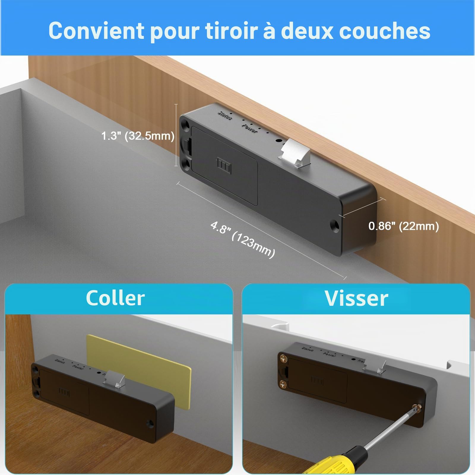 Serrure d'armoire NFC RFID, fine, électronique, tiroir, serrure eLinkSmart sans clé, application Bluetooth, sécurité enfant cachée, pour le camouflage du liqueur, garde-manger