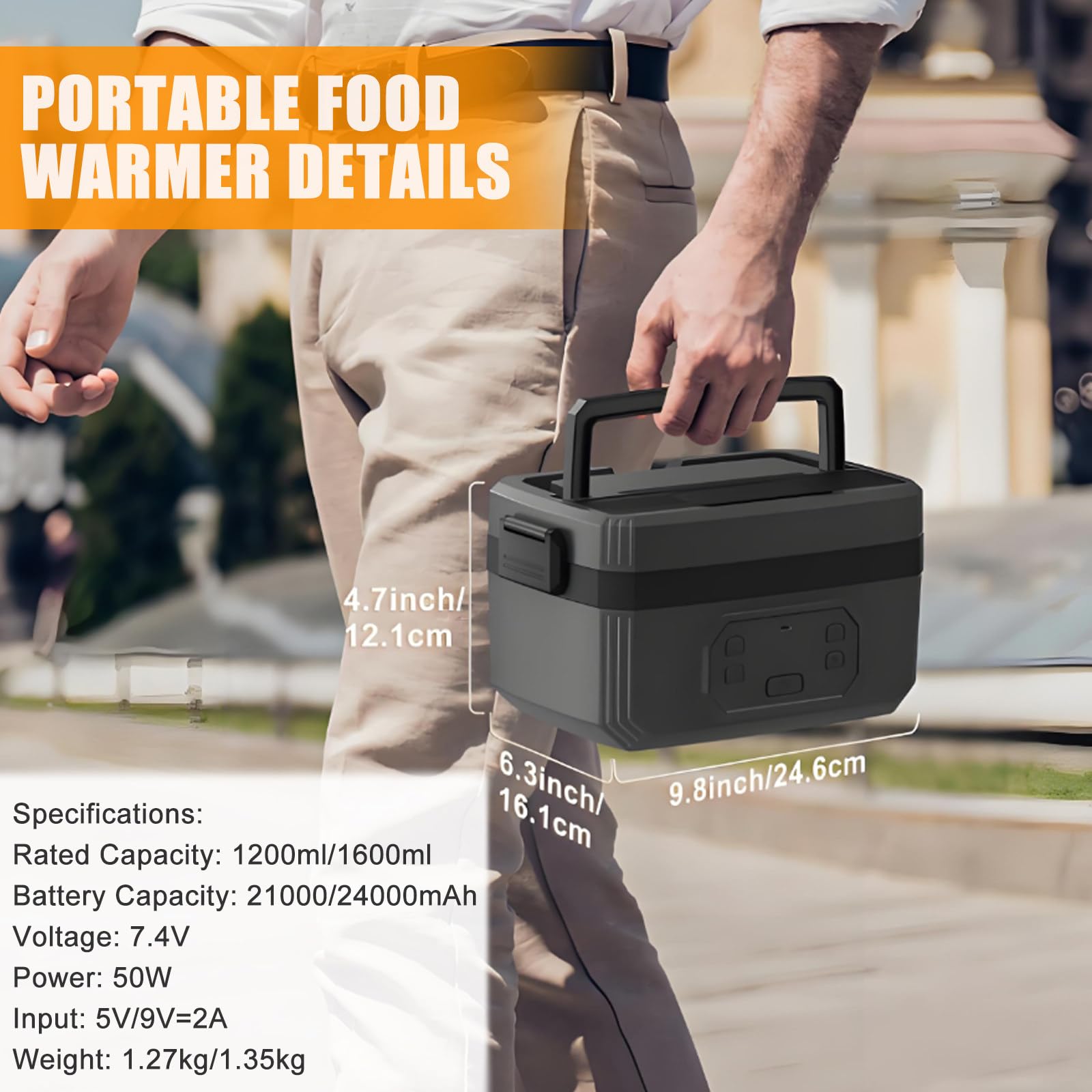 Boîte À Lunch Électrique sans Fil 2025 - Nouveau Chauffe-Plats pour Adultes - Boîtes À Lunch Auto-Chauffantes Rechargeables, Plateau Amovible, Étanche 1600ML