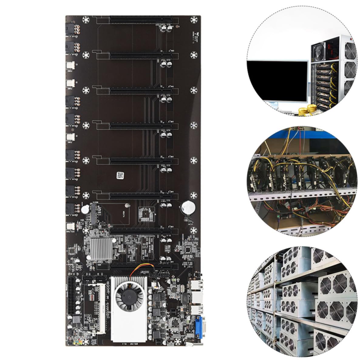 Scheda Madre per Macchina Mineraria CPU 8 Slot Gpu, Memoria Ddr3 e Interfaccia Vga Integrata, Pcb e Raffreddamento Ridotto per Mining Efficiente