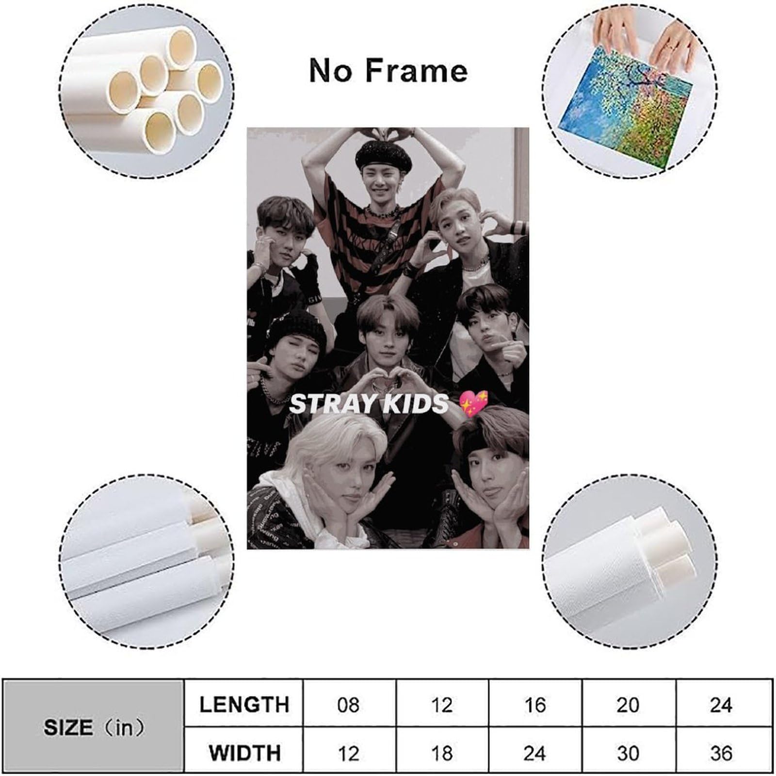 Canvas Muurschildering 60x90 Cm Stray Kids Poster 60 X 90 Cm – Waterdichte Muurschildering, Geen Lijst Nodig, Kantoor/Slaapkamer Decoratie Kantoor Decoratie Poster