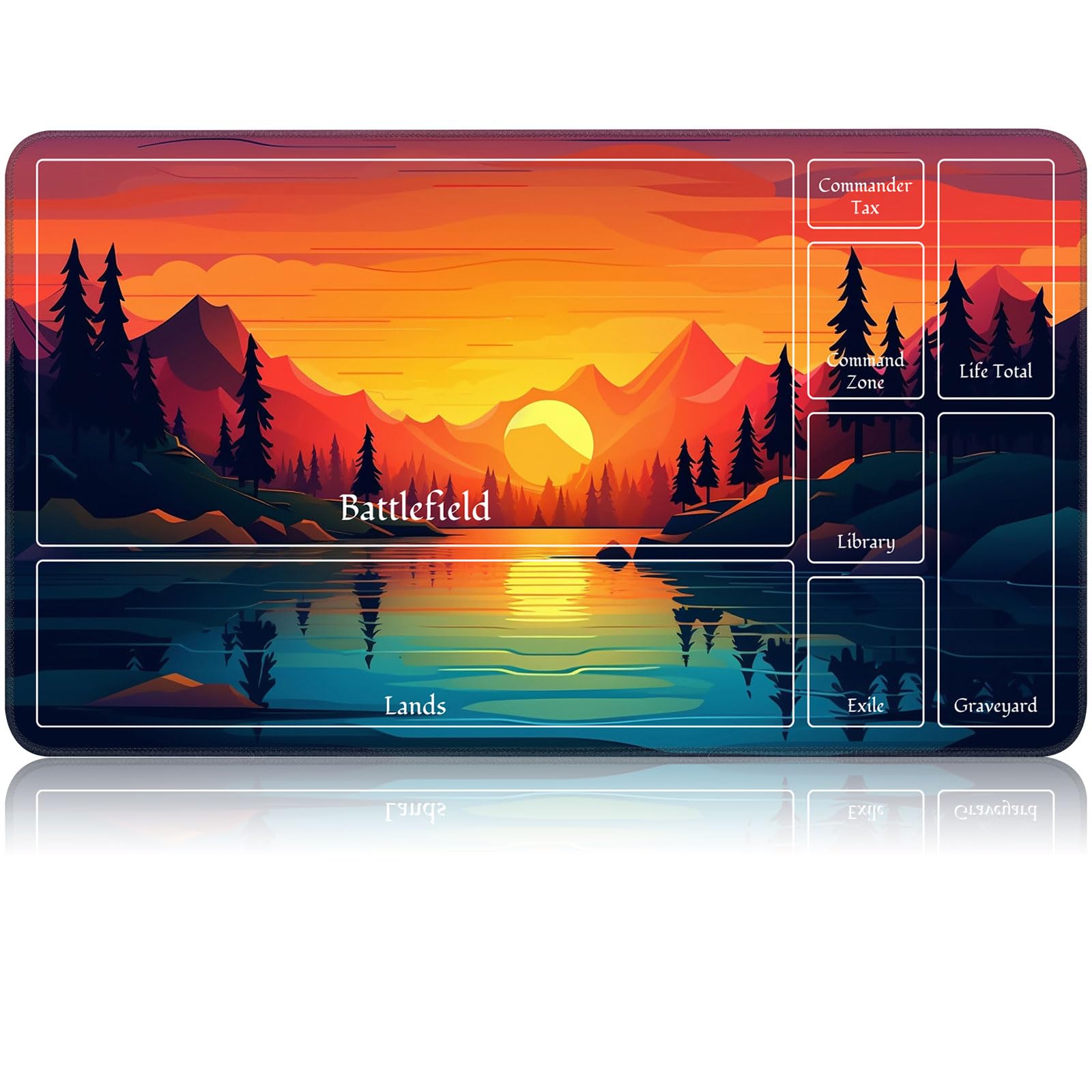 for MTG Game Playmat, for Magic TCG Rubber Play mat,Tabletop Card Playmats with Smooth Surface,Trading Card Inked Game Mat with New Zones,Battle Game,Sunset Forest — image 1