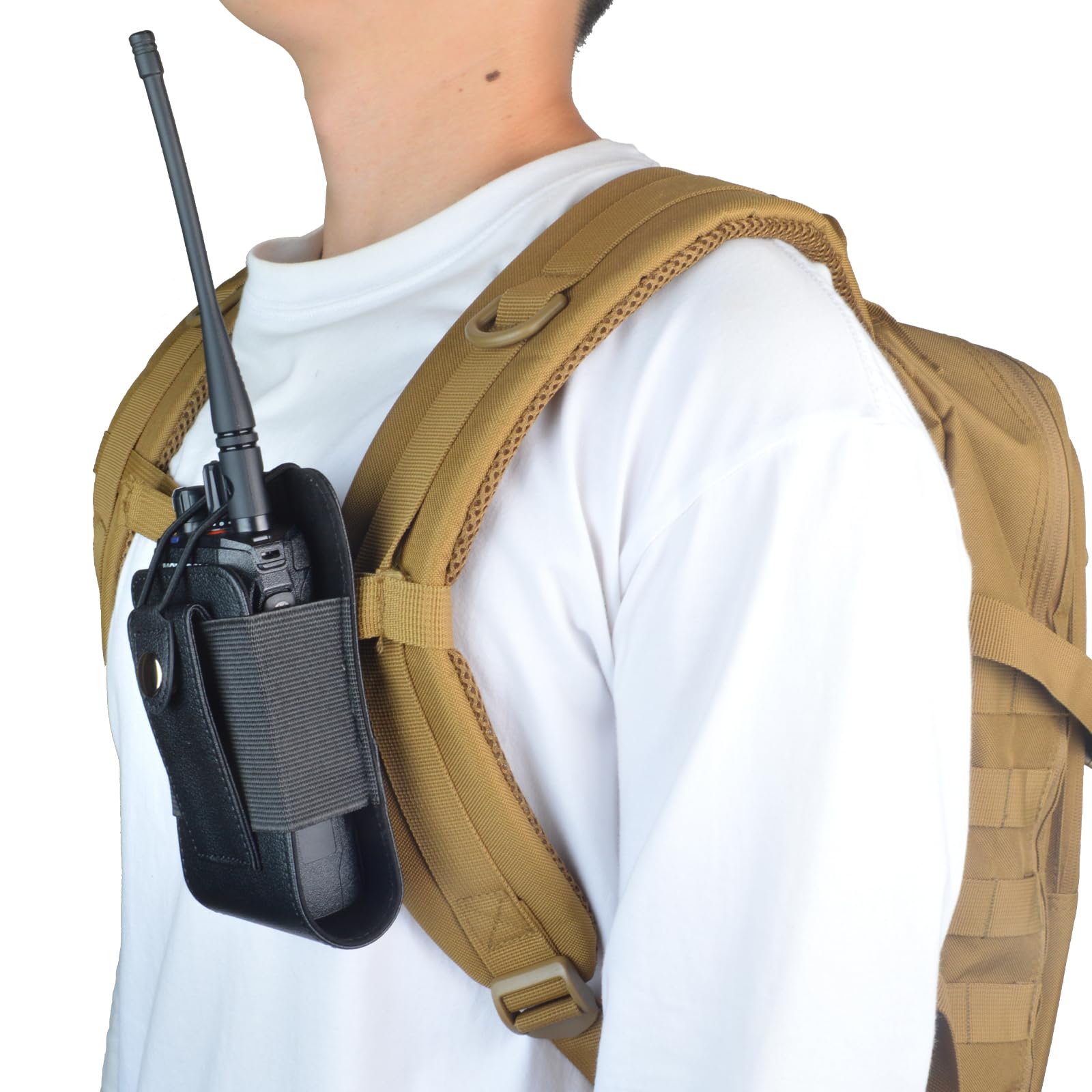 UAYESOK Walkie Talkie Pouch Case Porta Radio Tattico in Pelle, Custodia per Cinturone, Gilet MOLLE Regolabile Polizia Compatibile con Motorola DP1400, DP4400, Baofeng, Hytera, Kenwood