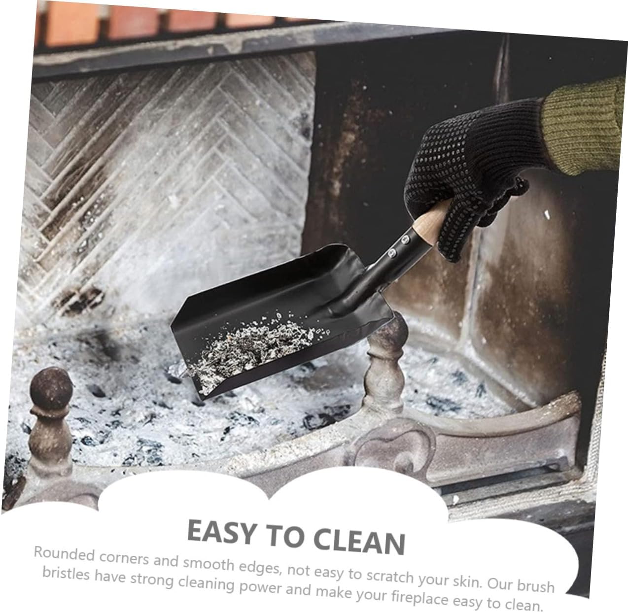Fireplace Cleaning Kit Complete Set Dust Broom Shovel Woodworking Brush Silicone Gloves Easy to Store and Carry