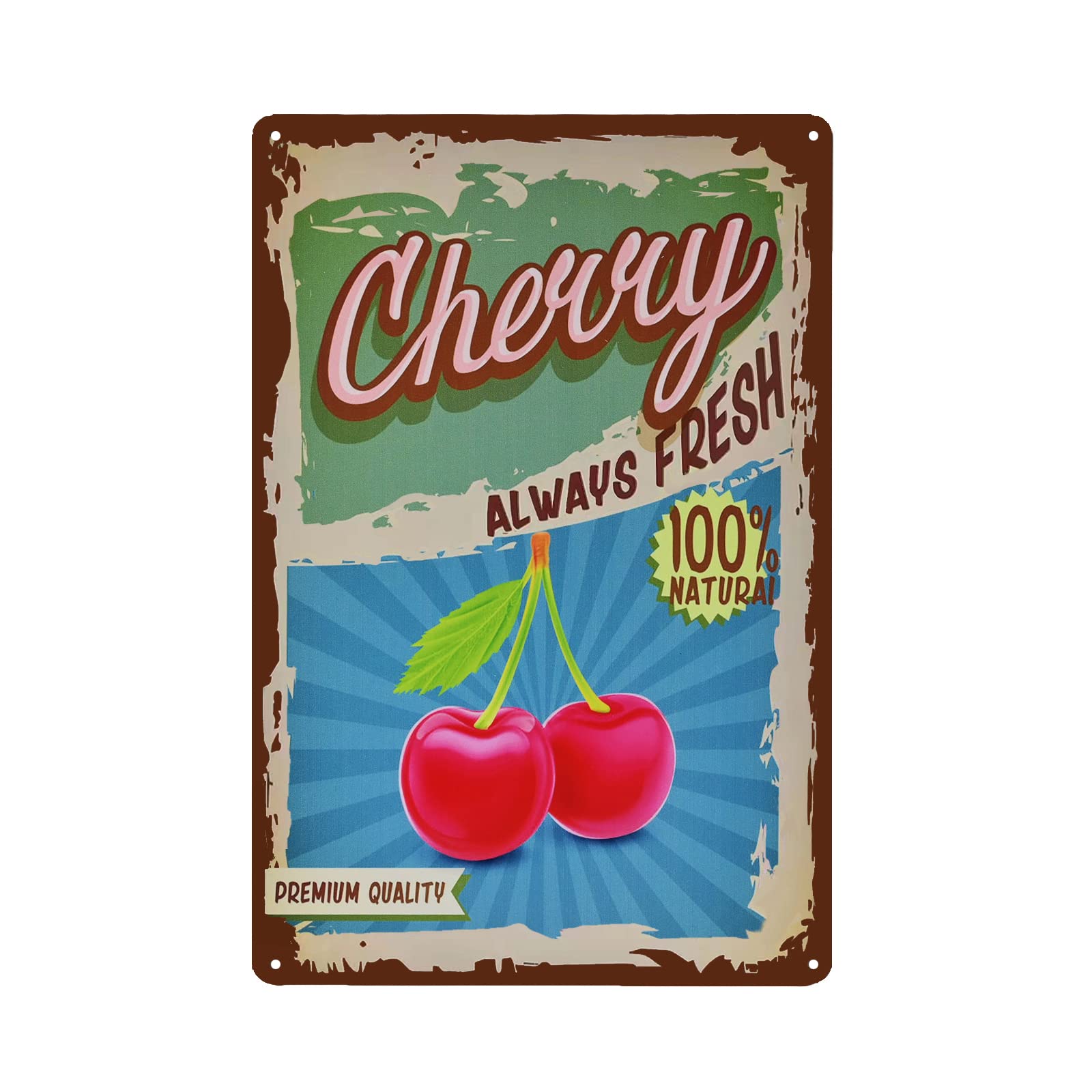 SMAZDFXX Vintage Cherry Tin Sign - Fruit Metal Sign - Retro Decorative Sign Wall Decor Home Decor 5.5"x8"
