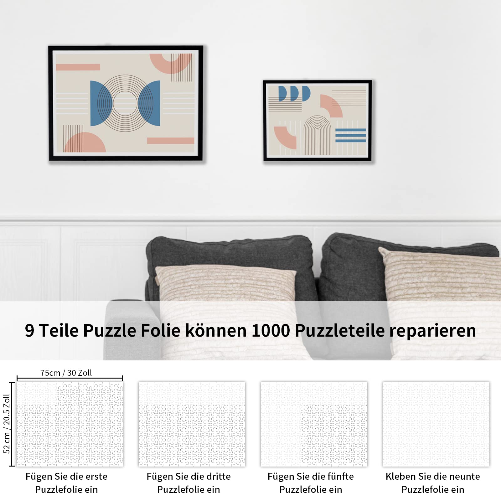 Ainiv 32 Puzzelbewaarbladen, Grote Puzzellijmvellen, Zelfklevende