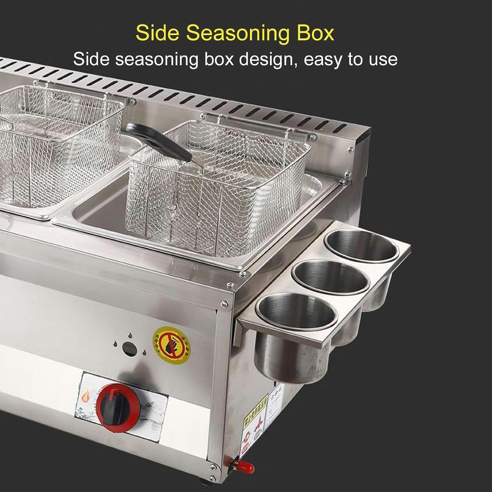 Cesta de freidora de Grasa Comercial 10L20L30L Freidora de Gas GLP Comercial con Cesta y Tapa, freidora de Gas de encimera de Acero Inoxidable, para Cocina casera