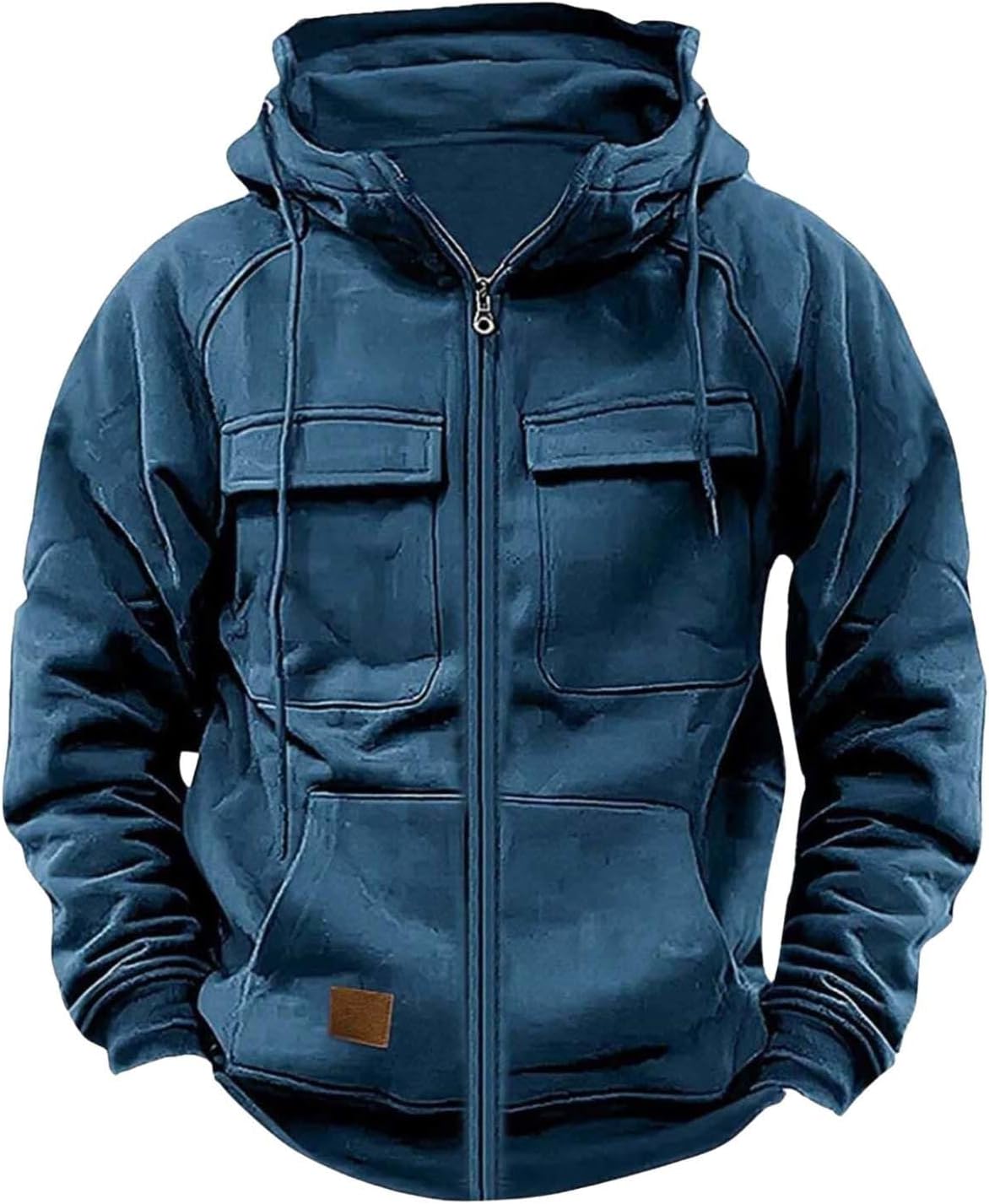 Mens Hooded Full Zip Long Sleeve Sport Perfect Outdoor Winter Jacket With Pockets Enjoy Comfort And Style