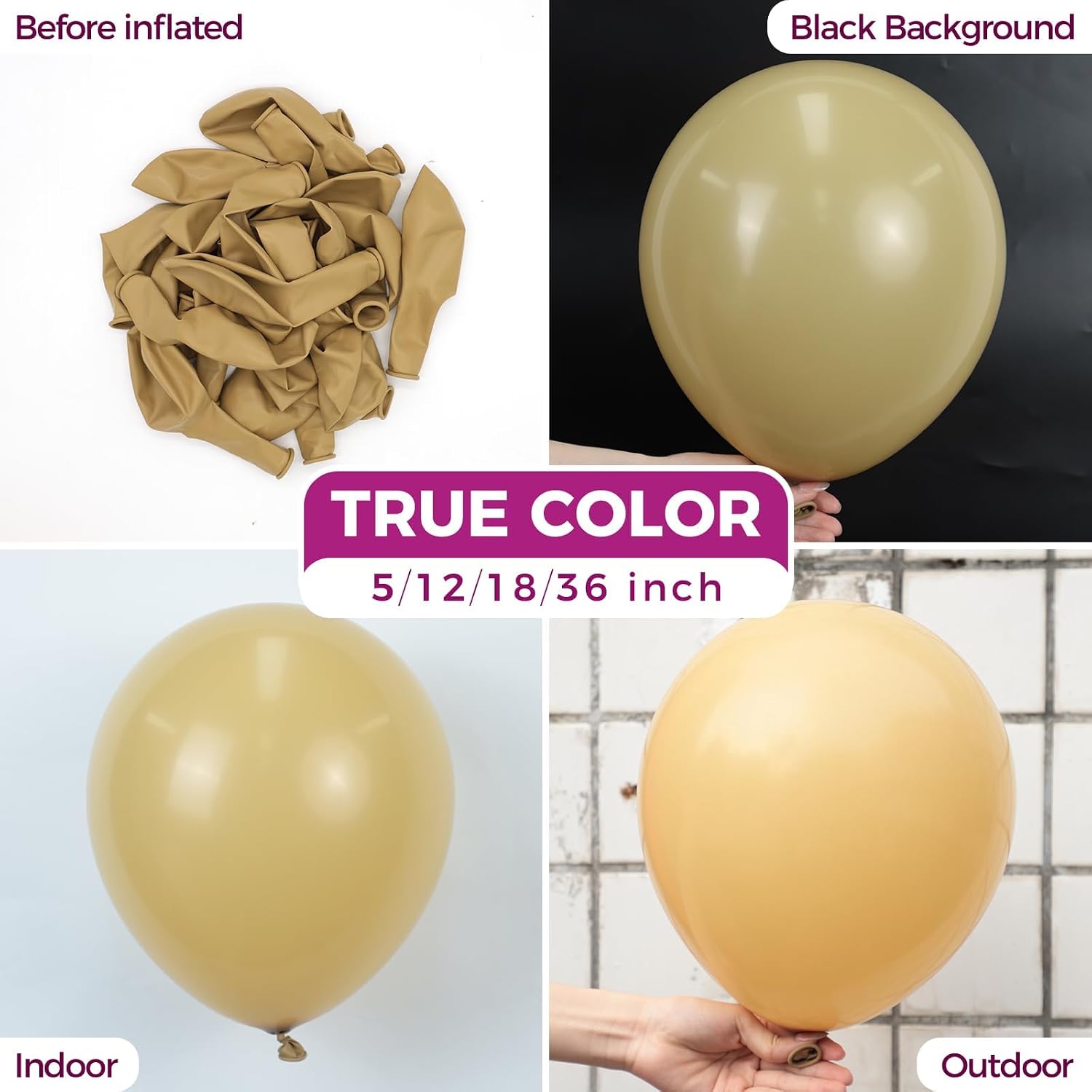  Tan Latex Boho Neutral Party Balloons 100 Pack 12 inch | Light Brown Coffee Balloons for Boy Gender Reveal Jungle Safari Cowgirl Woodland Party Decorations thumbnail