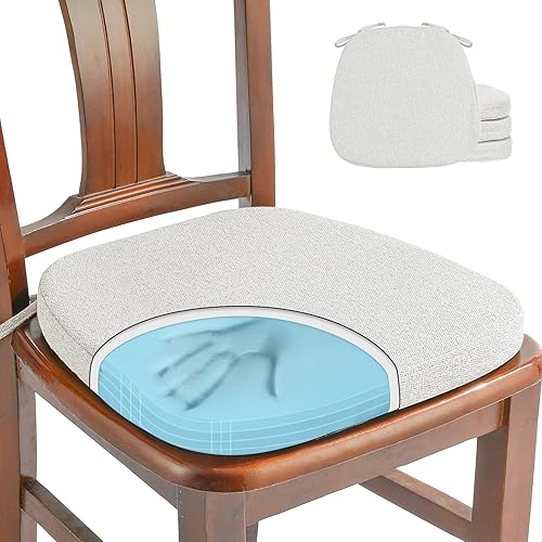 SINOSSO Paquete de 4 cojines de espuma viscoelástica para sillas de comedor, tela tejida amigable de 16 pulgadas en forma de U, cómodas almohadillas