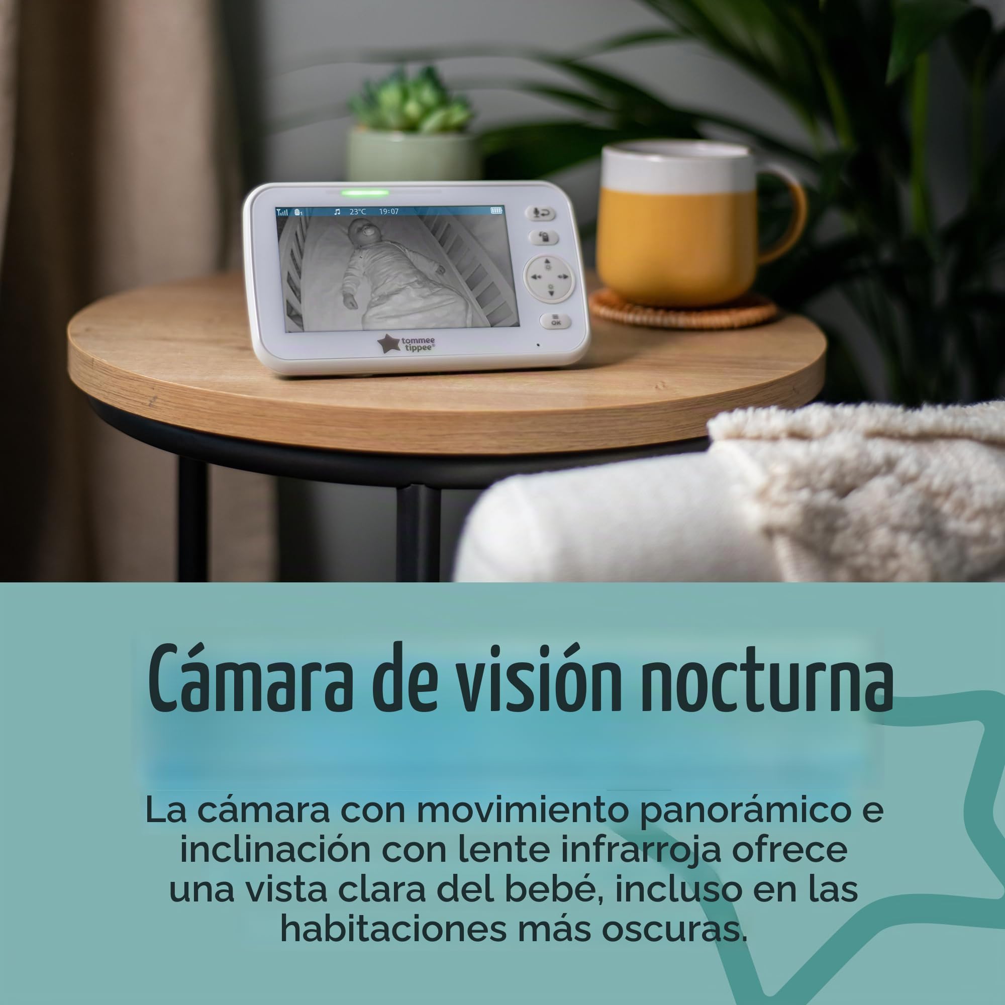 Tommee Tippee Dreamview Monitor de audio y video HD para bebé con cámara de visión nocturna y sonidos relajantes, recargable por USB, pantalla portátil de 5 pulgadas con rango de 250 m. | Audio de conversación bidireccional, pantalla portátil de 5 pulgada