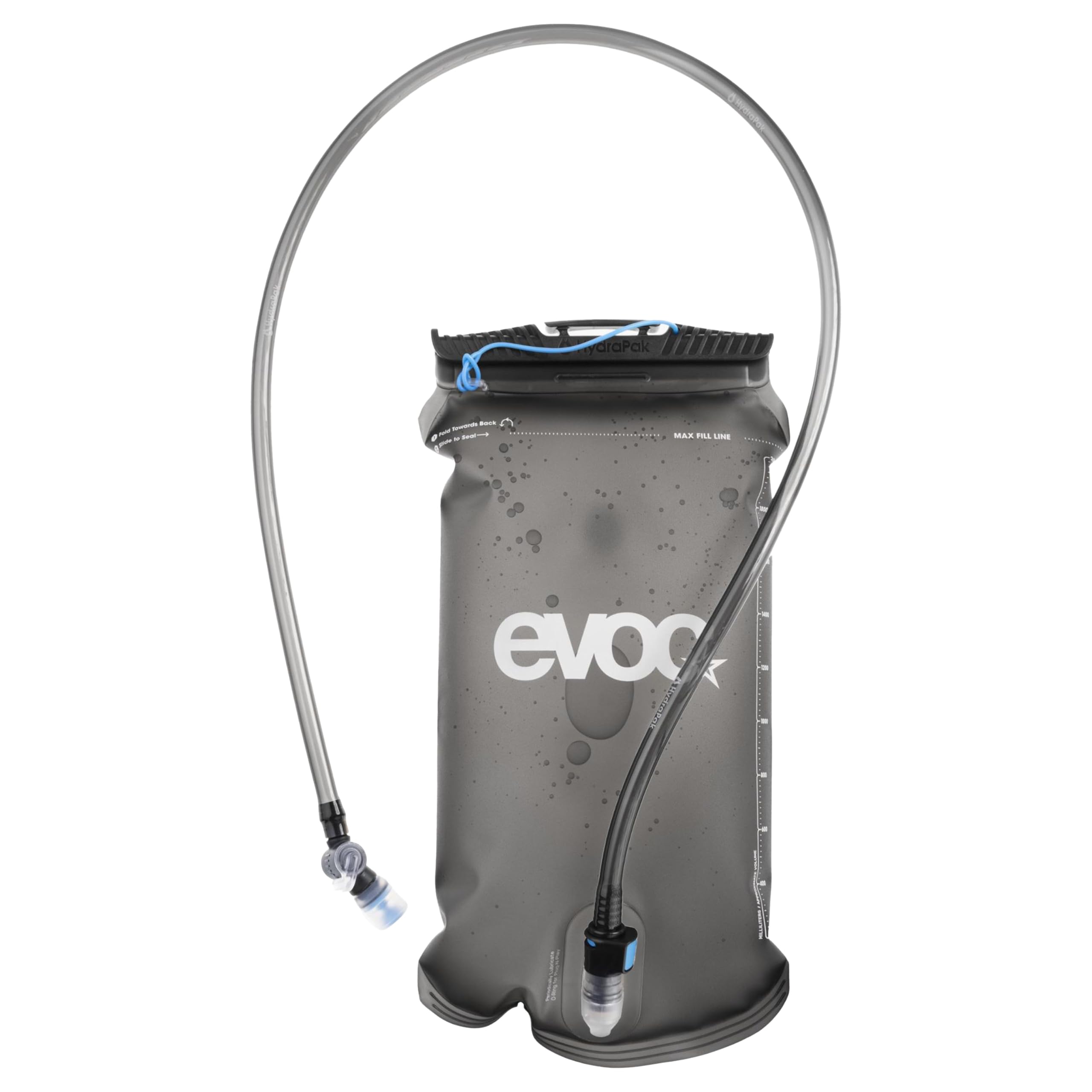EVOC Hydration Bladder 2 Bolsa de hidratación (Bolsa de hidratación estanca con Tubo Flexible y válvula de mordida, fácil de Limpiar, Volumen: 2 l), Gris carbón