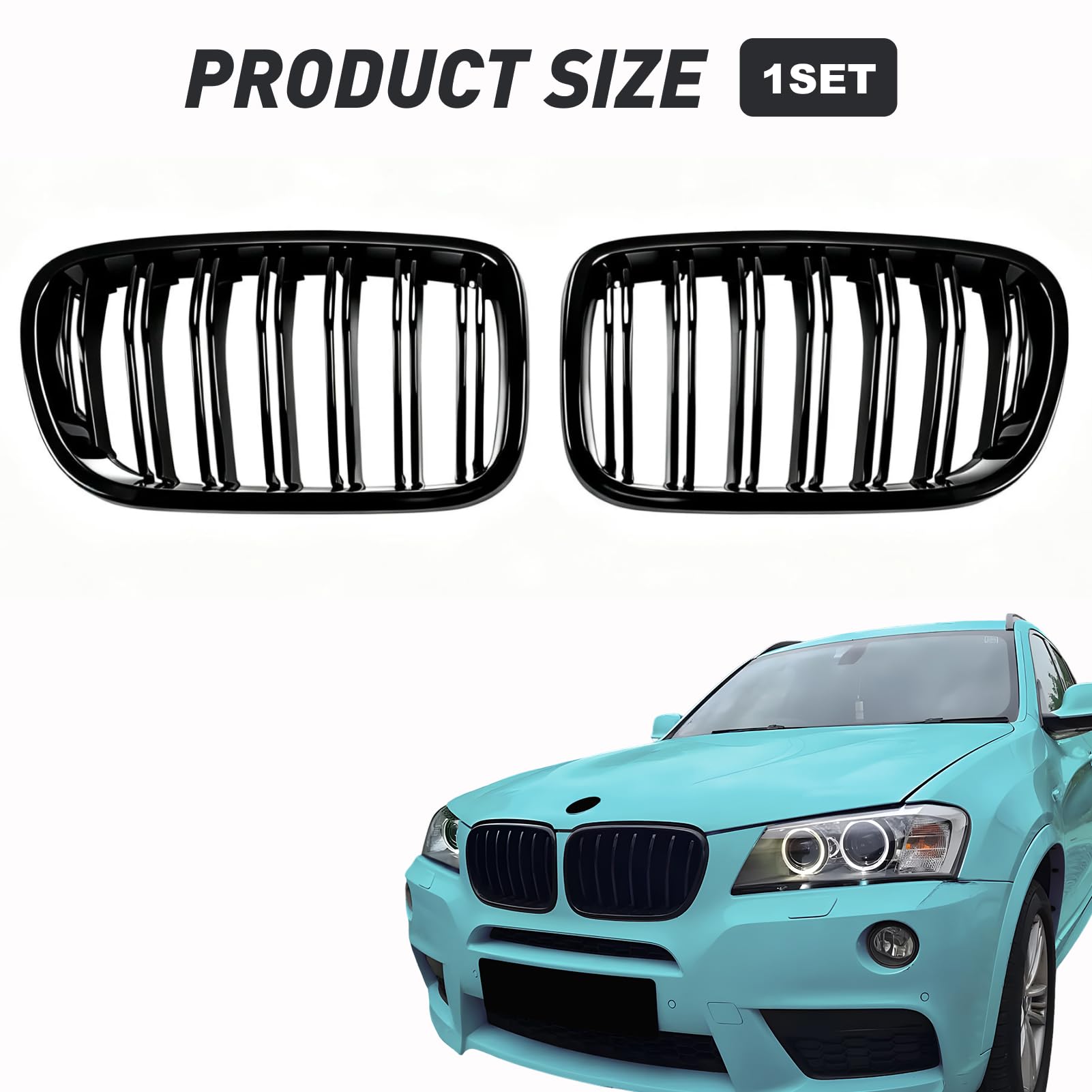 F25 Grille Calandre Abs Noir Brillant Double Barre Pour X3 F25 2010-2013 2010 2011 2012 2013, Grille Radiateur Pare Choc
