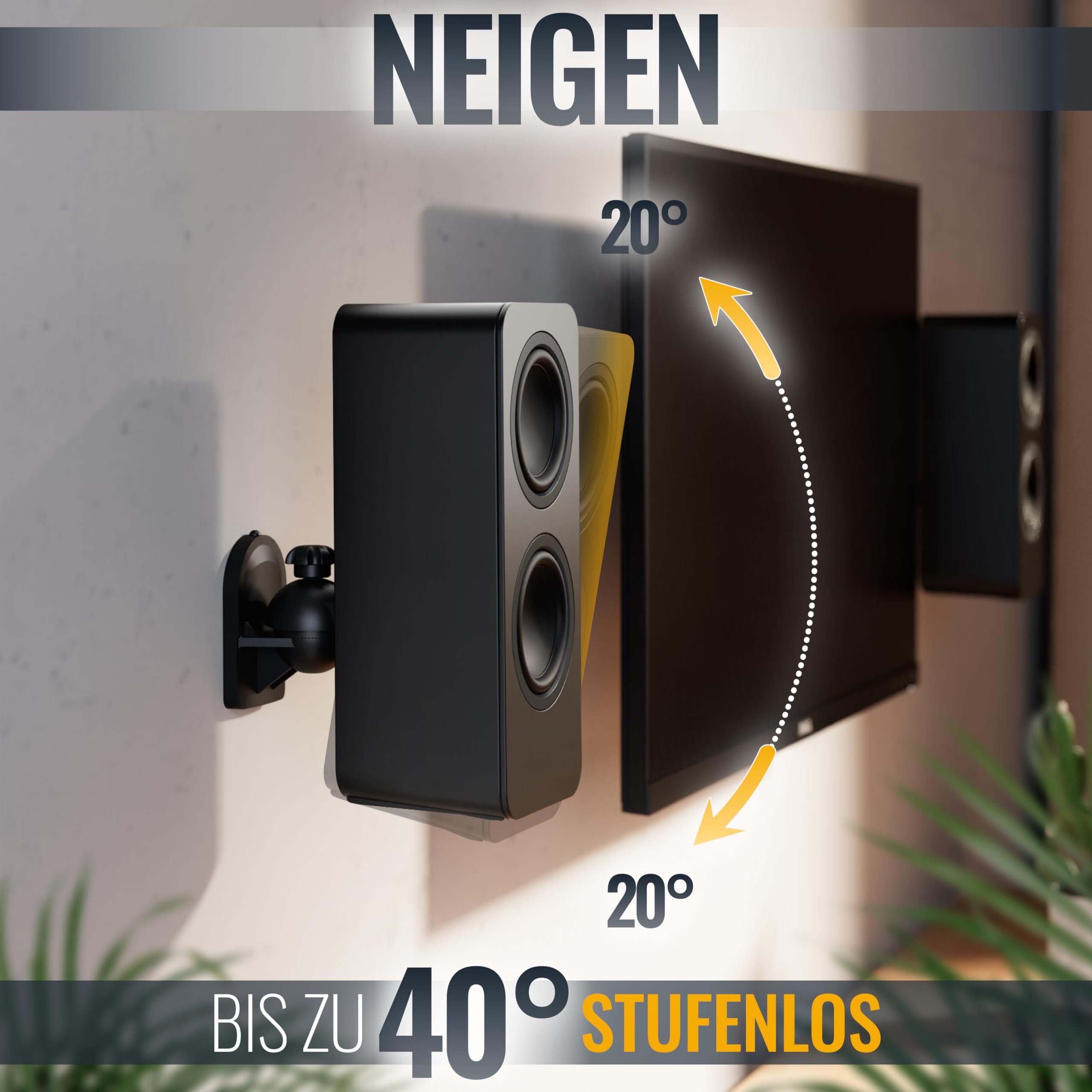 RICOO 1 x luidsprekerwandhouder luidspreker wandhouder voor SONOS Play:1™ wandhouder LH431-W zwenkbaar kantelbaar hifi audio boxen ophanging speaker wall mount