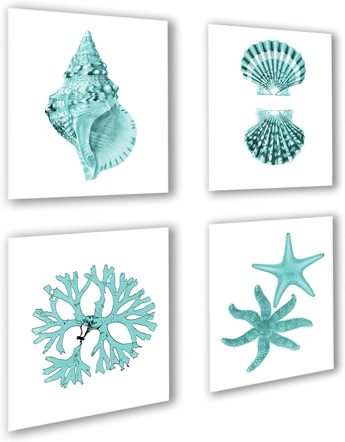 Gnosis Picture Archive Turquoise Beach Wall Art Set of 4 Unframed Prints Coastal Home Decor