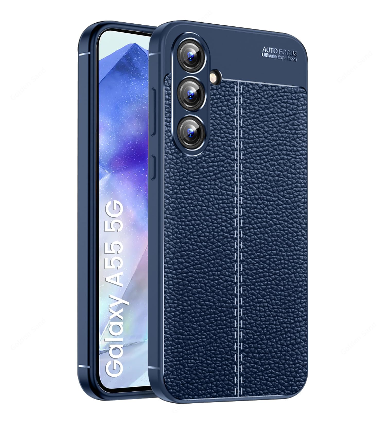 Golden Sand Cover Leather Texture Series Shockproof Armor TPU Back Cover Case for Samsung Galaxy A55 5G Mobile Phone, Blue (B0CZ7963KL) Amazon Price History, Amazon Price Tracker