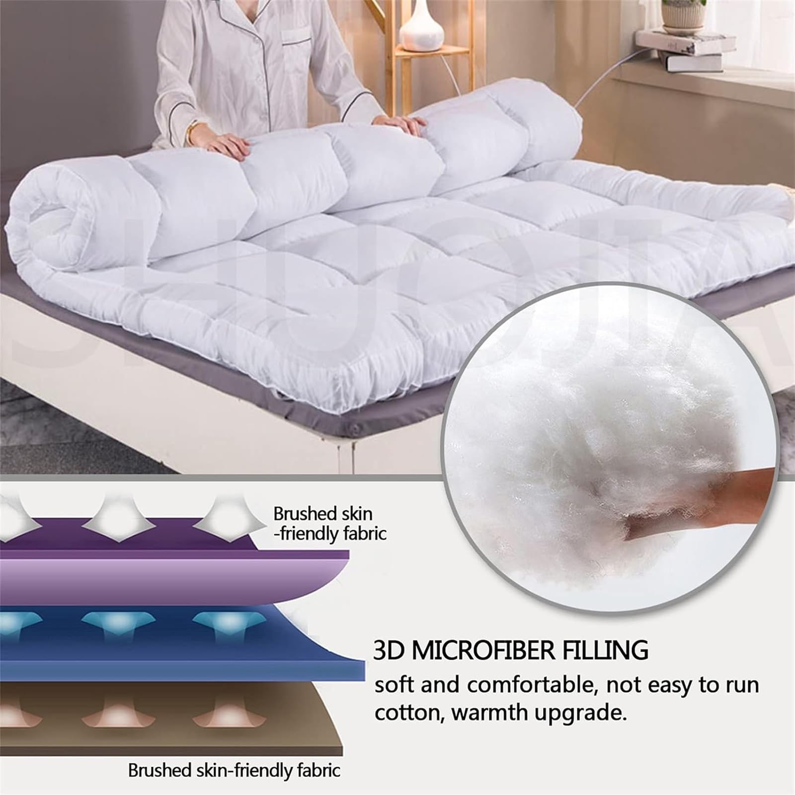 Colchón de futón de Suelo de Terciopelo de plumón, tamaño Completo King Queen, colchón de Suelo japonés, colchón de Tatami for Cama de Invitados, colchón for Dormir for Dormitorio de Estudiantes (Col