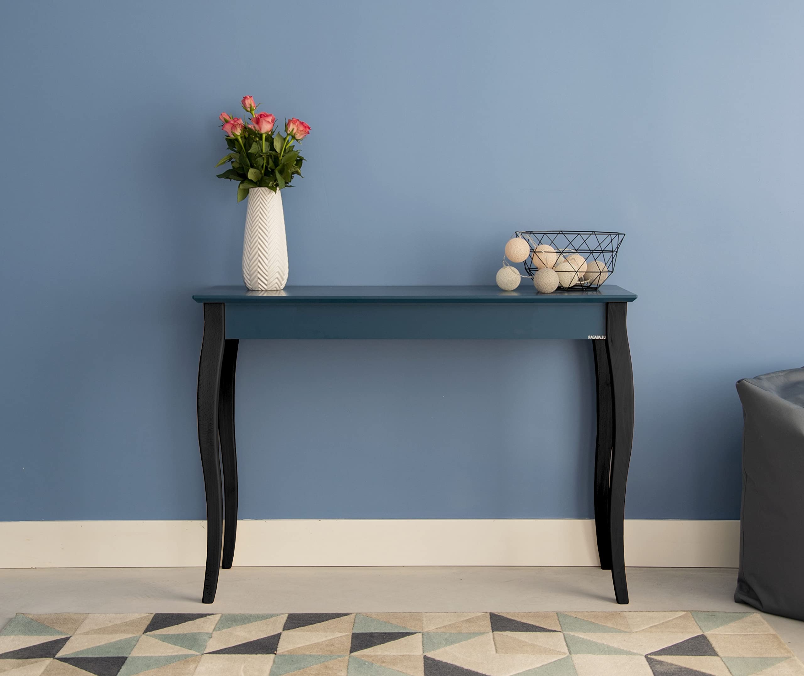 Lillo Consoletafel, wandtafel, FSC® beukenhout, cabriolet, zwarte poten, 105 cm breed x 35 cm diep x 75 cm hoogte