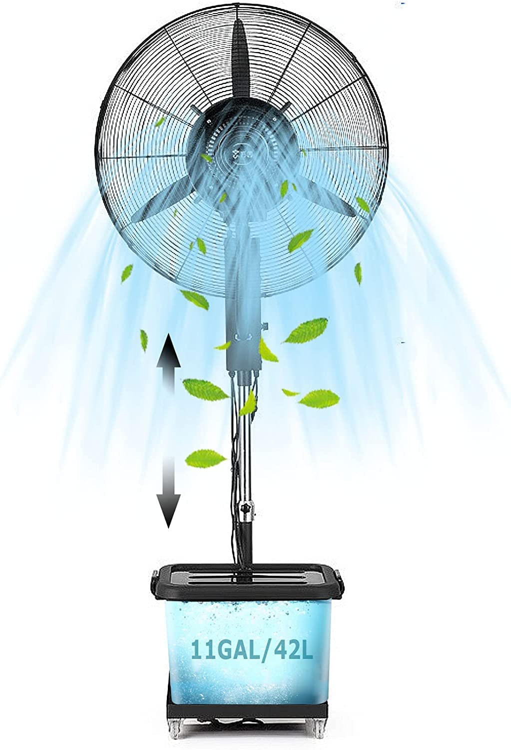 asdchZen Oscillating Wall Mounted Fan With 3 Speeds, Misting Cooling For Patio, Garden, Backyard, Commercial Use,70CM
