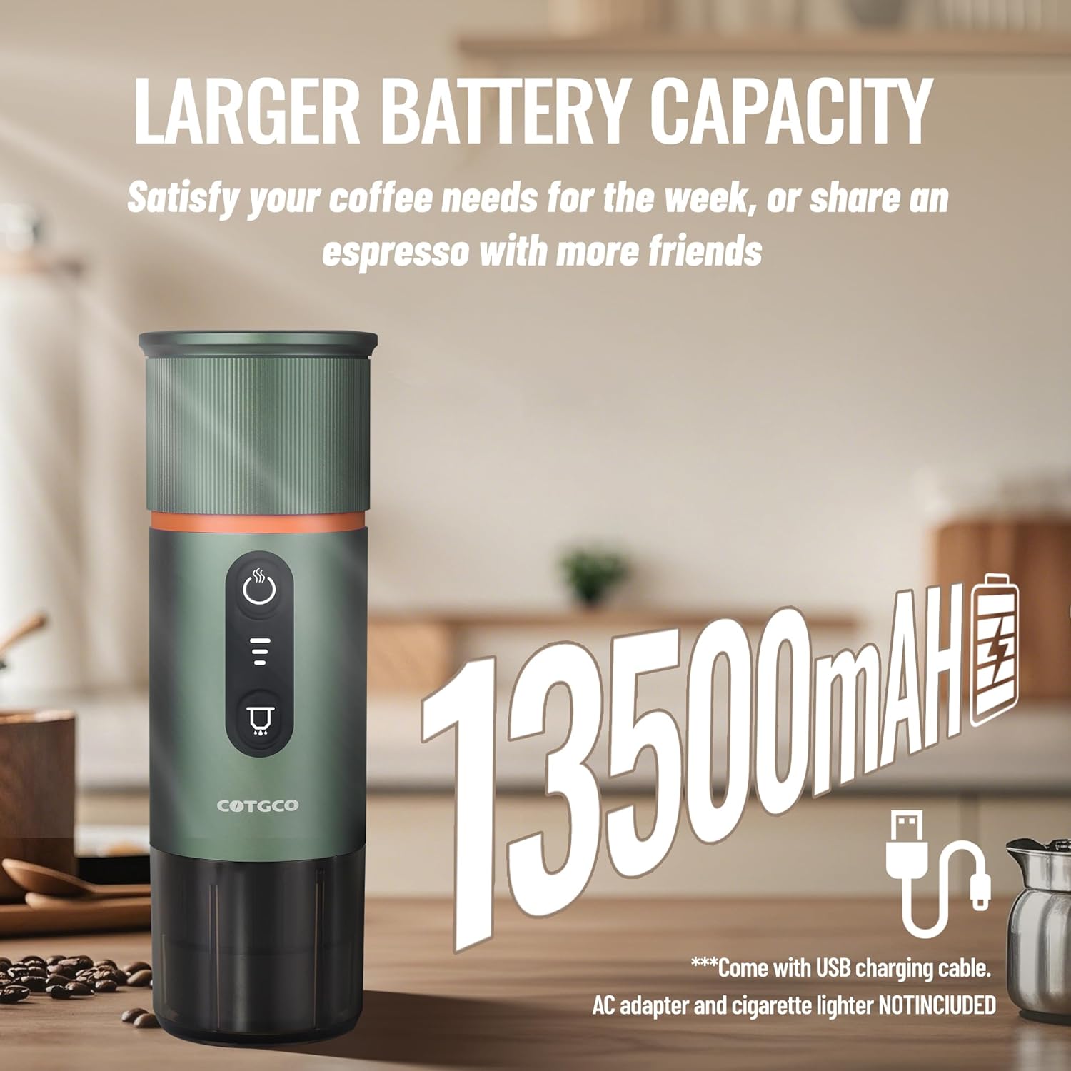 COTGCO Portable Espresso Machine Travel: 12v Electric Mini Coffee Maker with Battery - 8 Cups Expresso for One Charge - Compatible for NS Capsule - for Car Hiking Camping 6 71+nGIFQdSL. AC SL1500