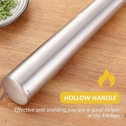 Miniatura 8 de YARDWE Cuchara de acero inoxidable para desnatar, colador ranurado, cucharón de malla fina, filtro de aceite, cucharada de colador de mandarina para