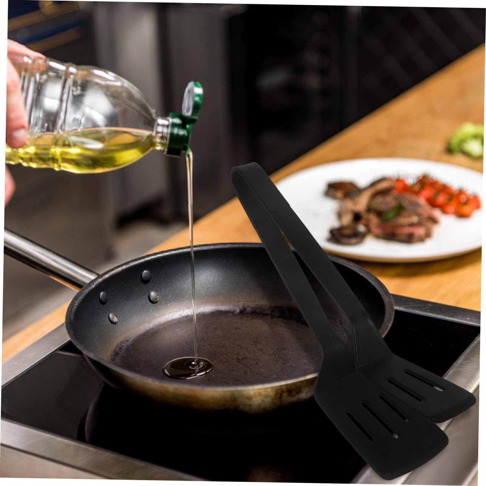 Toyvian 4 Stück Bratspatel Clip Pfannenwender Zange Küchenzange Kochzange Grill Burger Smasher Barbecue Lebensmittel Clips Silikon Schaufel Küchenklammer Zange Fischspatel Gel