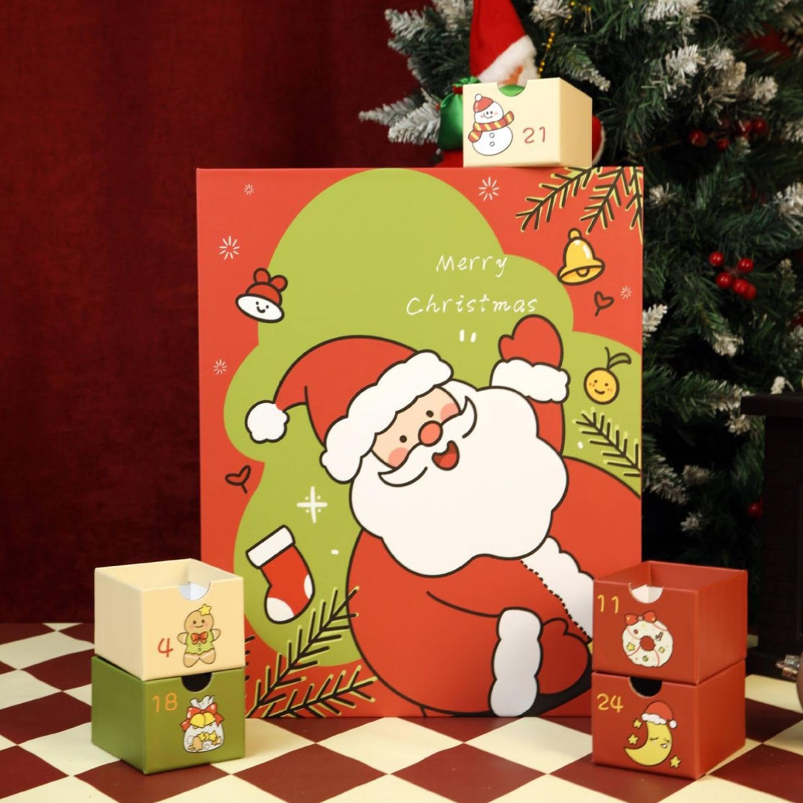 Wiederverwendbarer Adventskalender, Zählbox mit 24 leeren Fächern | für Kinder, Weihnachtsfeiern für Kinder und Erwachsene, für Partys und Halloween