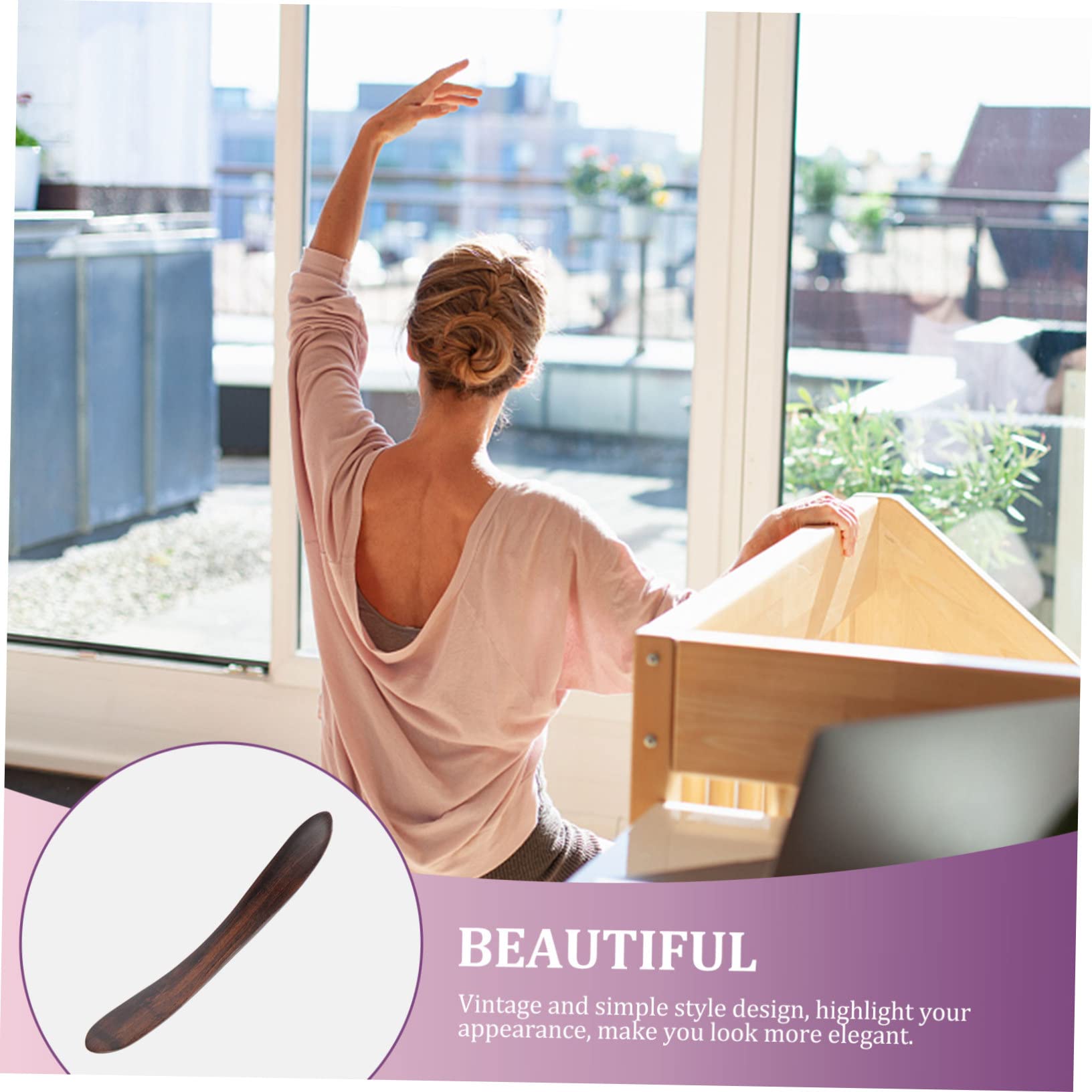 Healeved 3piezas Elegante Horquilla De Madera Para Cabello Accesorio Decorativo De Doble Punta Para Peinados Clásicos y Retro